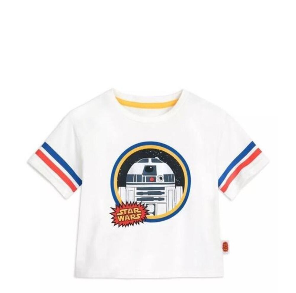 Disney R2-D2 Star Wars T-Shirt Kids Girls White Striped Sleeve Size 11/12